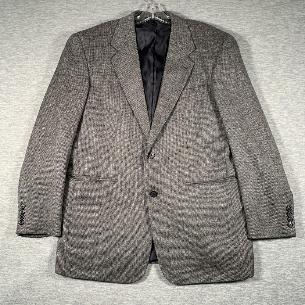 Alan Flusser‎ Blazer Mens 40R Gray Herringbone Lambswool Cashmere Sport Coat